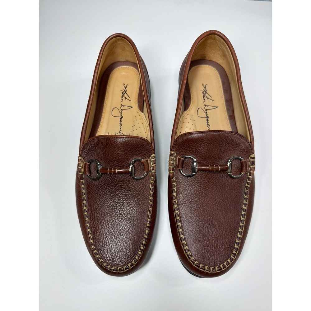 Martin Dingman Mens Brown Pebbled Leather Bit Loafers 10M Made in Brazil 341026